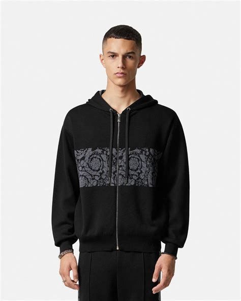 Barocco Jacquard Knit Zip Hoodie 